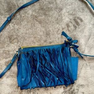 Blue cutout crossbody bag